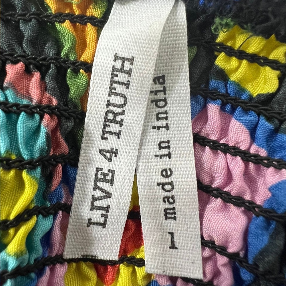 Live 4 Truth Multi Color Vacation Crop Top Puffy Sleeve Large - Picture 4 of 9